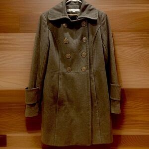 Kenneth Cole New York Double-Breasted Dark Green Pea Coat